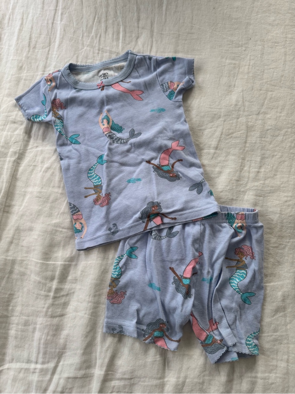 Carter's Light Blue Mermaid Short Sleeve Pajama Set